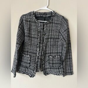 SHEIN Black and White Textured Blazer